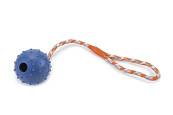 Beeztees speelbal met bel aan koord blauw
