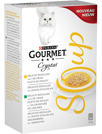 Gourmet kattenvoer Crystal Soup kip <br>4 x 40 gr