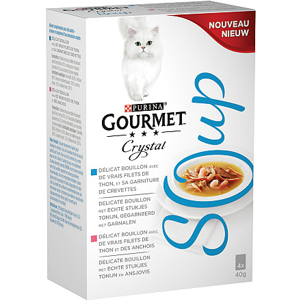 Gourmet kattenvoer Crystal Soup tonijn<br> 4 x 40 gr