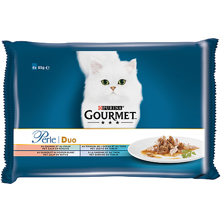 Gourmet kattenvoer Perle Duo van vis<br> 4 x 85 gr