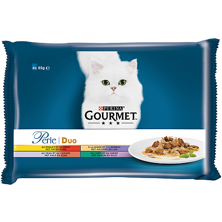 Gourmet kattenvoer Perle Duo van vlees<br> 4 x 85 gr