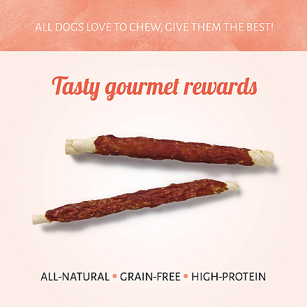 Antos Rawhide White Roll met Duck <br>20 cm 2 st